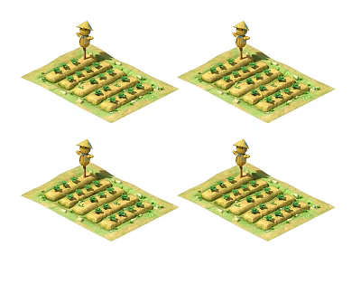 Modern vegetable garden farm field scarecrow farming field vegetable field 3d model