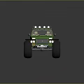 Green Custom Off Road Vehicle With Large Tires Roof Rack And Headlights