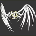 Character And Creature Design With White Wings And Golden Biomechanical Ornaments