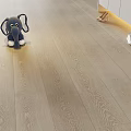 Natural Wooden Floor In Living Room With Gray Elephant Doll And Shoes