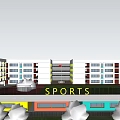High-density campus school teaching building overhead playground 3d model