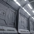 Futuristic Sci Fi Corridor Interior With Linear Lighting And Metallic Structures