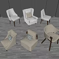 Modern Single Sofa Designs With Light Fabric Cushions Wooden Legs And Gray Floor