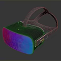 Black VR Headset With Colorful Gradient Lens And Area Brand For Virtual Reality Experience