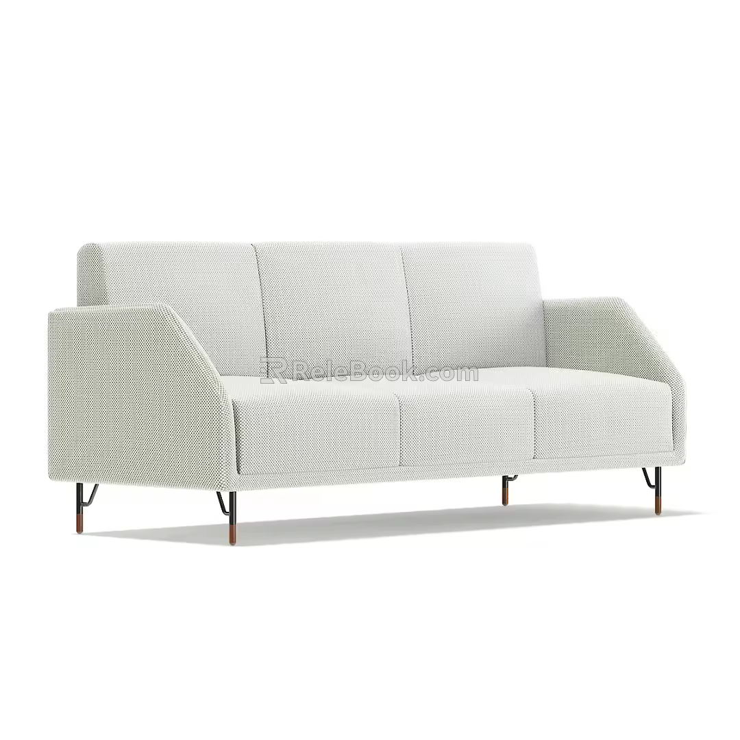 Modern Three-Seat Sofa Fabric Simple Sofa 3d model