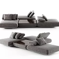 Modern Sectional Sofa With Modular Design Gray Fabric And Comfortable Cushions 3d model
