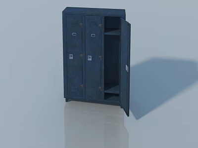Dark Blue Locker With Swing Doors One Open And Internal Shelves 3d model