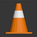 Orange Traffic Cone With White Stripes And Square Base Structure