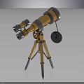 Gold And Silver Telescope Equipment With Tripod Stand Chain And Circular Plate