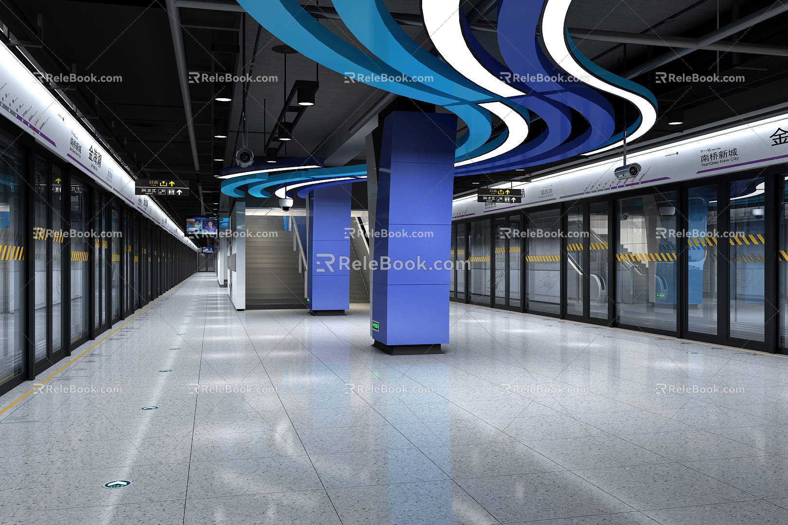 Modern Metro Station Subway Station Platform 3d model