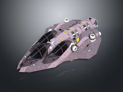Futuristic Gray Spaceship 3D Model With Geometric Design And Circular Components 3d model