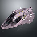 Futuristic Gray Spaceship 3D Model With Geometric Design And Circular Components 3d model