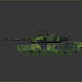 Modern Green Camouflage Military Tank With Armored Turret Cannon Antennas And Tracks