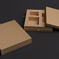 Brown Cardboard Boxes For Household Items With Open Lid And Inner Compartments