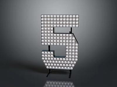 White Number 5 Decorative Furniture Stand Composed of Small Round Dots Design 3d model