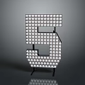 White Number 5 Decorative Furniture Stand Composed of Small Round Dots Design