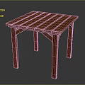 Wooden Square Table With Plank Top And Sturdy Legs In Simple Design