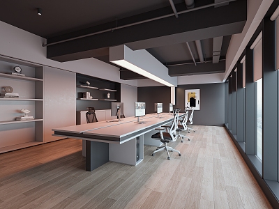 Modern public office area Multi-person office area Desk 3d model