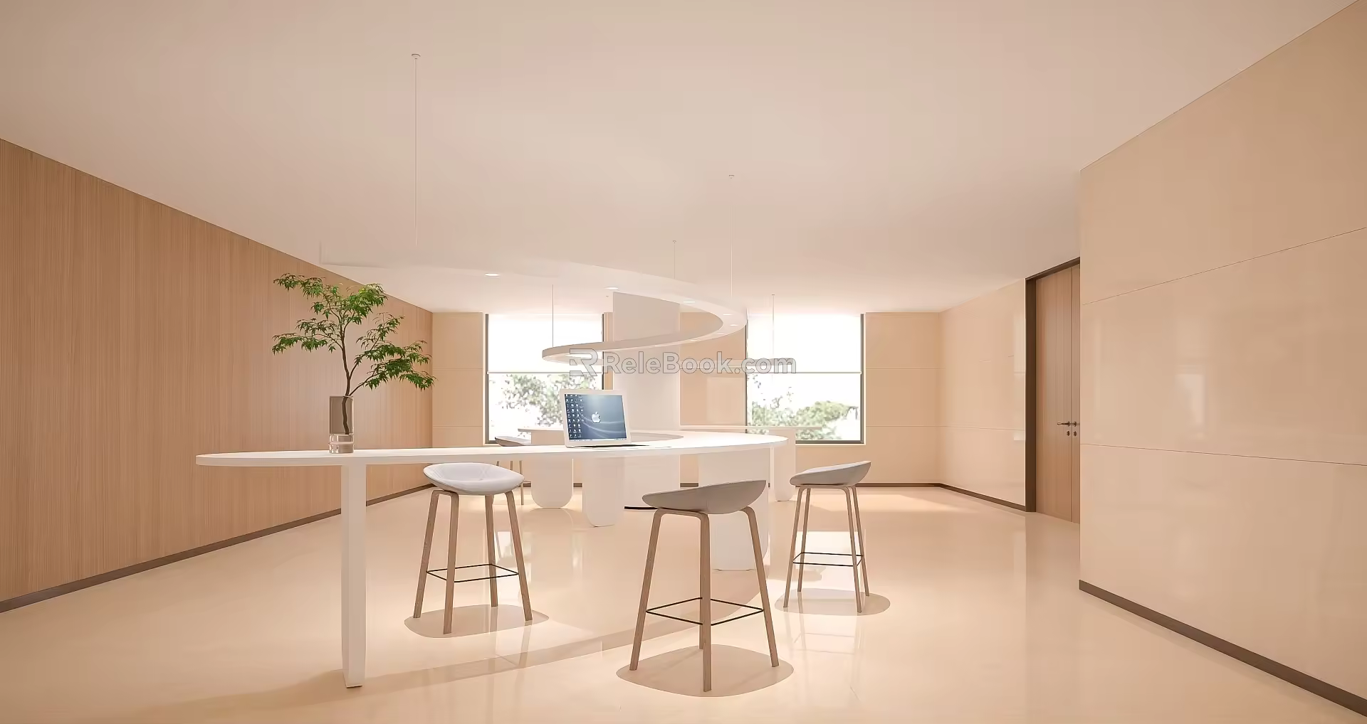 Modern office rest and negotiation area 3d model