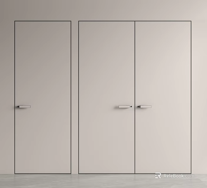 Sleek Modern Hinged Doors For Interior With Smooth Surface And Metal Handles 3d model