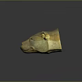 Animal Skull With Ancient Detailed Brownish Yellow Texture And Reflection On Dark Background