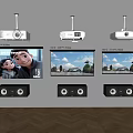 Projection Monitoring System With Wall Mounted Projectors And Surveillance Display Screens