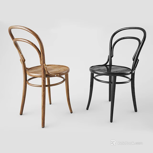 Modern Style Dining Chairs With Curved Backrest In Brown And Black Colors 3d model 