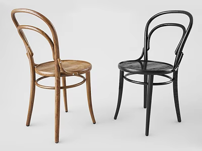 Modern Style Dining Chairs With Curved Backrest In Brown And Black Colors 3d model