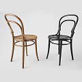 Modern Style Dining Chairs With Curved Backrest In Brown And Black Colors