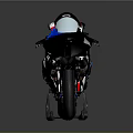 Modern Sport Motorcycle With Sleek Black White Blue Body Streamlined Frame And Racing Wheels
