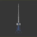 Industrial Tower Crane With Blue Base White Boom And Yellow Hook 3d model