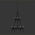 Hanging Tiered Black Metal Candle Lamp With Multiple Candles For Home Decoration