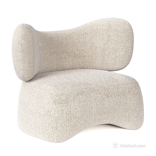 Beige Textured Single Sofa With Unique Modern Design And Comfortable Seat 3d model 