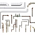 Various Types Of Metal Plumbing Pipes And Fittings For Construction Use