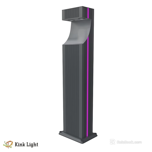Modern Gray Outdoor Light With Purple Stripe For Garden Exterior Decoration 3d model 