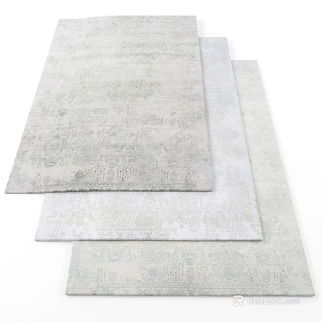 Square Rugs with Soft Tones and Intricate Patterns for Modern Interior Decor 3d model 