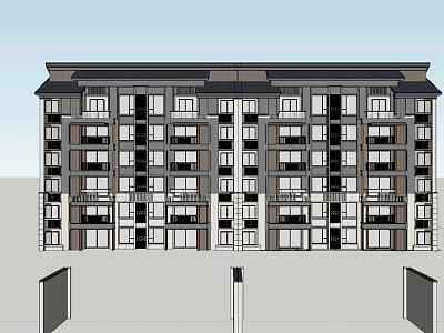 Multi Story Residential Apartment Building Exterior Design With Balconies And Windows 3d model