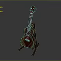 Wooden Acoustic Ukulele And Art Painting Tools On Black Stand Gray Background