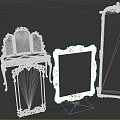 Vintage Ornate Black Decorative Mirrors And Vanity Table For Home Living