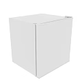 White Mini Refrigerator With Open Door And Interior Storage Shelves Compartments
