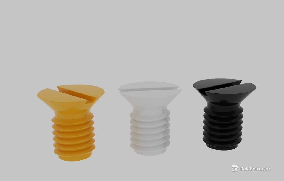 Modern Minimalist Side Table in Yellow White Black with Conical Threaded Design Details 3d model 