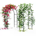 Decorative Garden Arches With Red And White Flower Vines