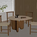 Quiet and Ancient Style Dining Tables and Chairs 3d model