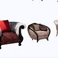 Elegant Single Sofa Designs In Red Beige Gray With Soft Upholstered Fabric And Armrests