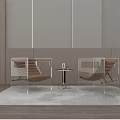 Pair of Leisure Sofa Chairs With Transparent Acrylic Frame And Brown Cushions On Light Rug