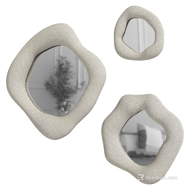 Modern Irregular Shaped Mirrors With Woven Texture For Home Wall Decor 3d model