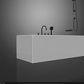 Modern White Freestanding Bathtub With Black Faucet And Showerhead Design
