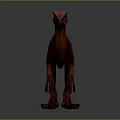 Red Velociraptor 3D Model With Sharp Claws In Standing Pose