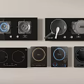 Various Modern Kitchen Appliances Including Gas Electric Induction Cooktops With Pans