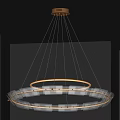 Modern Circular Multi Layered Chandelier With Transparent Panels And Illuminated Rings